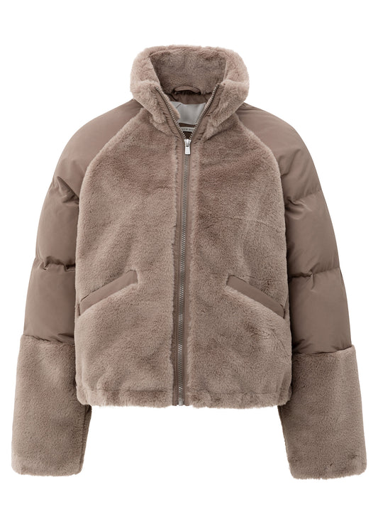 Faux Fur Jacket With Padded Ny : Brown 99017