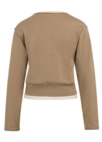 Fake Double Layer In Contrast : Khaki Green Dessin 990451