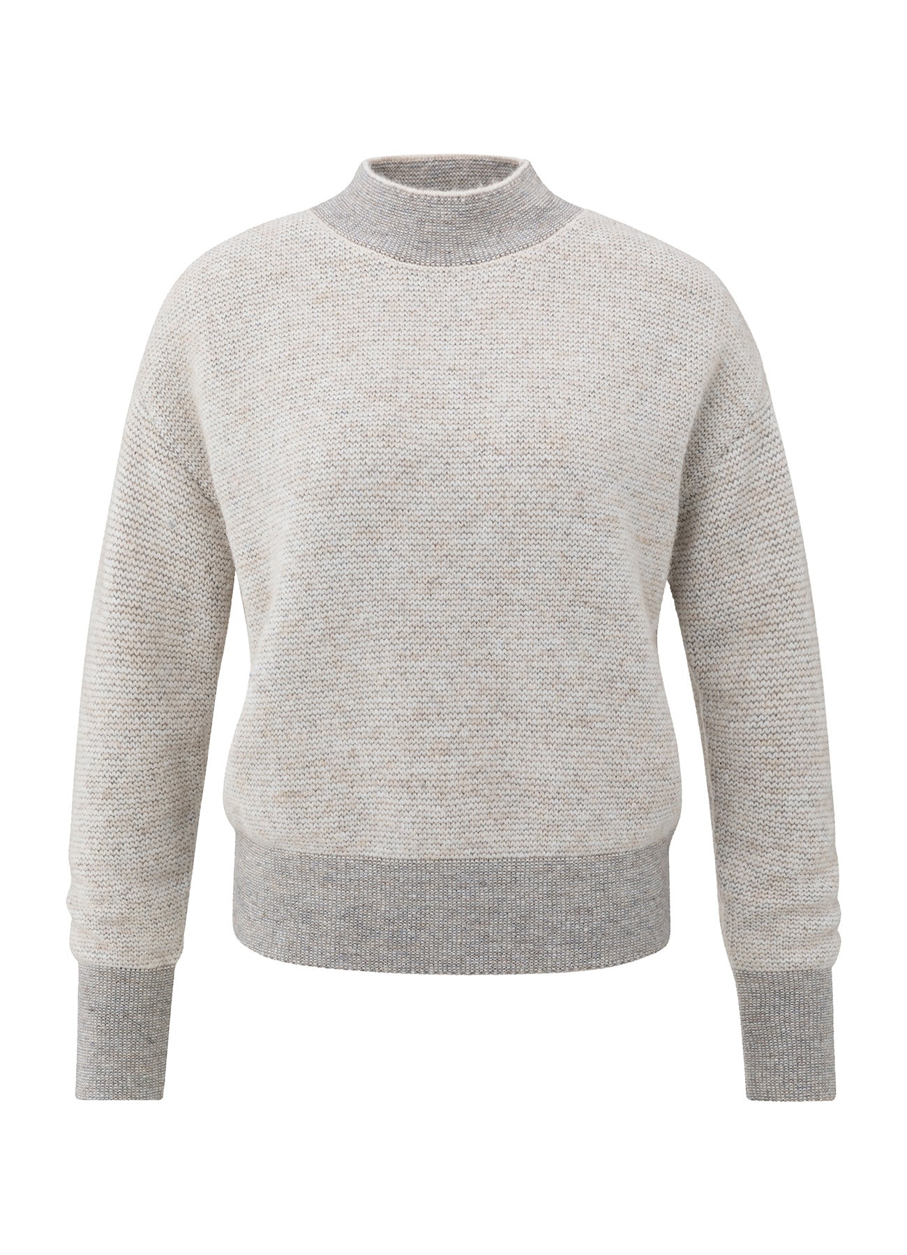 Contrast Color Rib Sweater Ls : Contours Gray Melange 990312