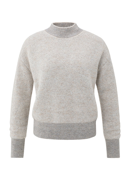 Contrast Color Rib Sweater Ls : Contours Gray Melange 990312