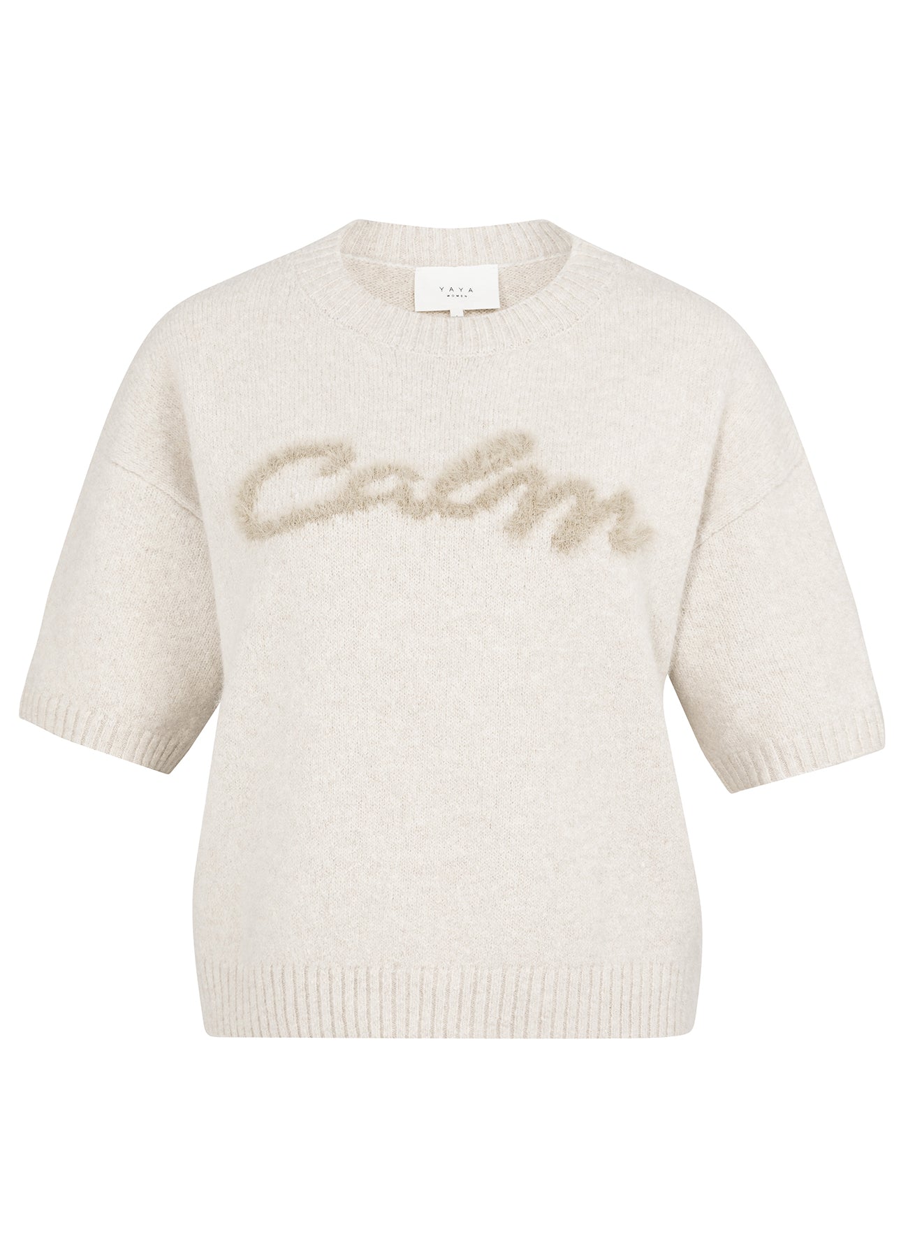 Short Sleeve Sweater With Artwork : Heather Grey Melange 990402
