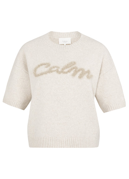 Short Sleeve Sweater With Artwork : Heather Grey Melange 990402