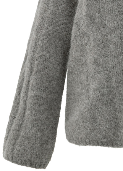 Cable Sweater Round Neck Ls : Taupe Grey Melange 99033