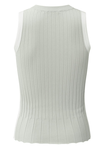 Rib Knitted Tanktop With Contrast Detail : Grey Melange 99981